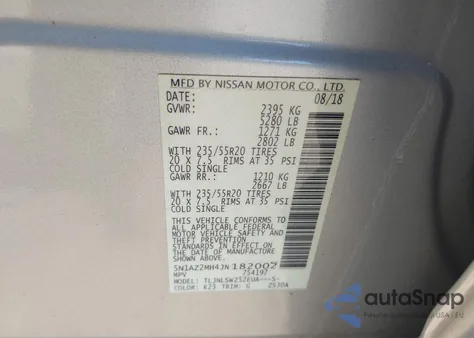 2018 Nissan Murano Platinum from USA, damaged, VIN 5N1AZ2MH4JN182002